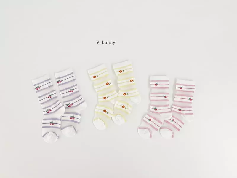 V Bunny - Korean Children Fashion - #fashionkids - Embossing Socks Set - 11