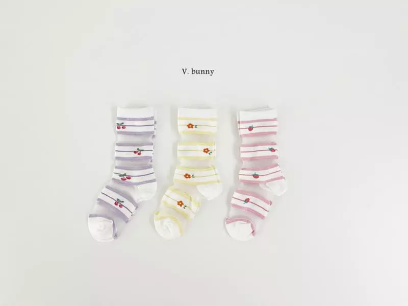 V Bunny - Korean Children Fashion - #littlefashionista - Embossing Socks Set - 2
