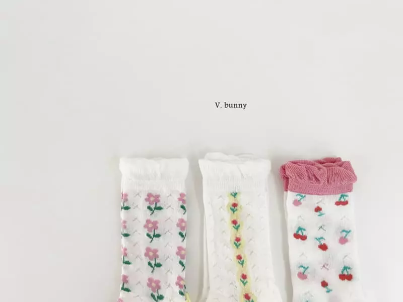 V Bunny - Korean Children Fashion - #magicofchildhood - Fruit Flower Socks Set - 11
