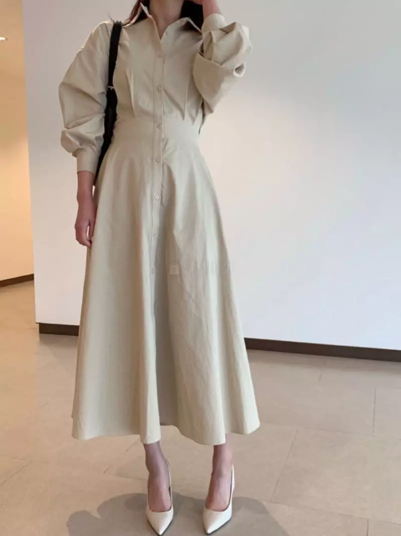 Vannuvo - Korean Women Fashion - #momslook - Shirt Long One-piece - 3