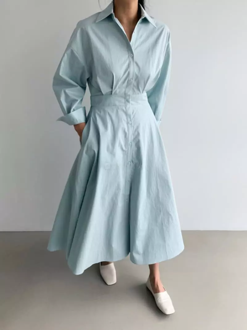 Vannuvo - Korean Women Fashion - #momslook - Shirt Long One-piece - 5