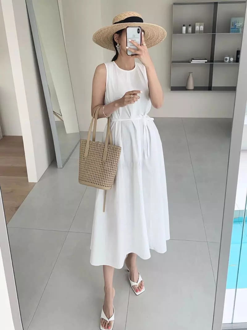 Vannuvo - Korean Women Fashion - #momslook - Slit String One-piece - 4