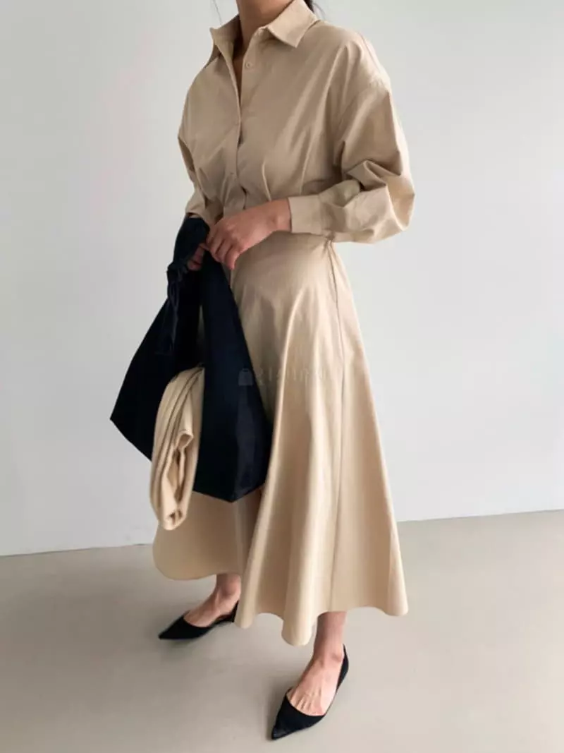 Vannuvo - Korean Women Fashion - #momslook - Shirt Long One-piece - 4