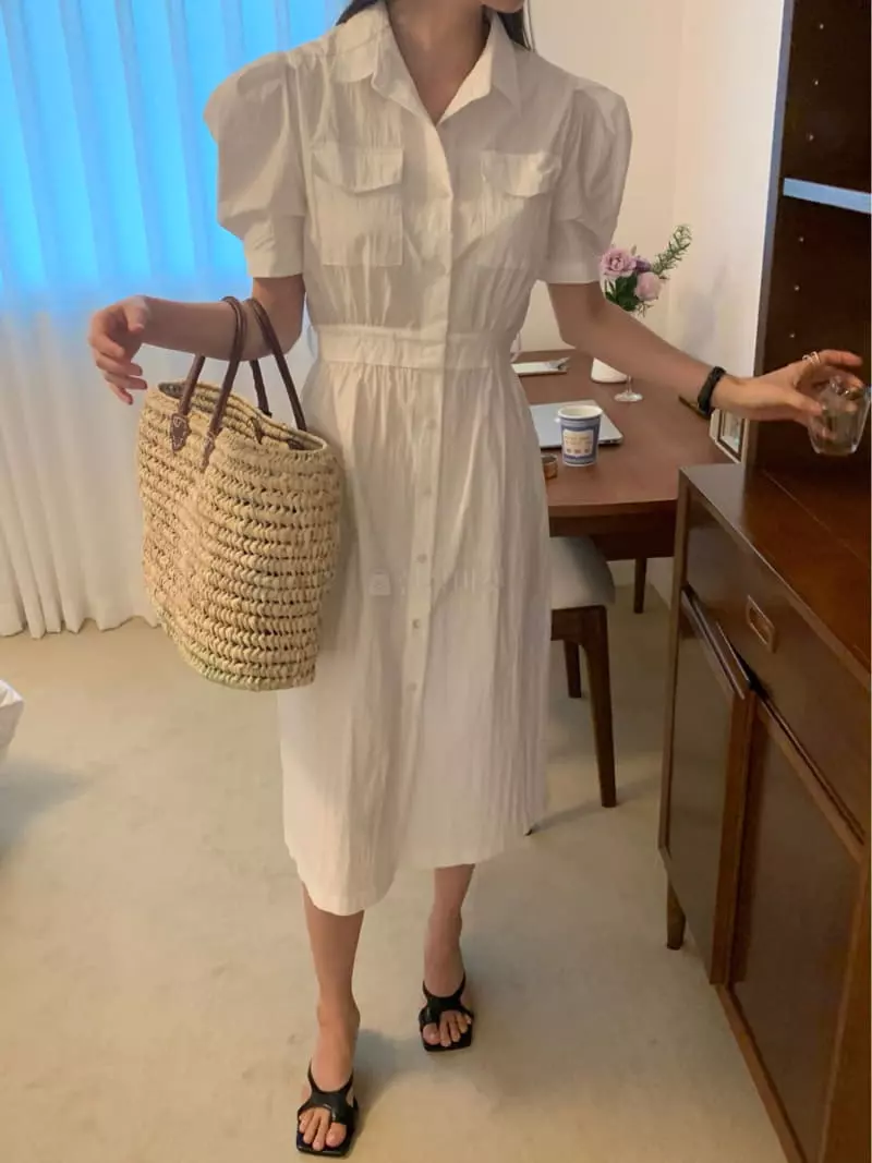 Vannuvo - Korean Women Fashion - #womensfashion - More Shirt Pocket One-piece - 6