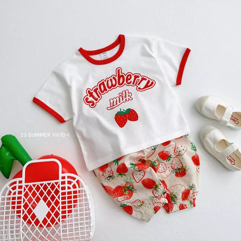 Vivid I - Korean Children Fashion - #Kfashion4kids - Fruit Piping Top Bottom Set - 7