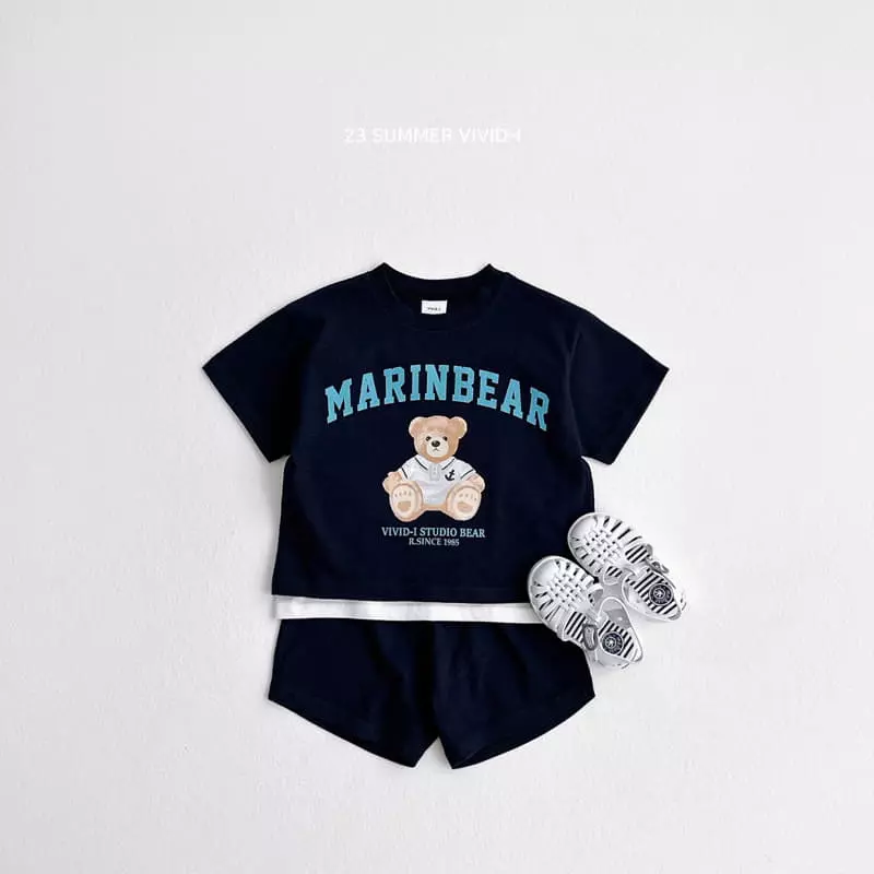 Vivid I - Korean Children Fashion - #kidzfashiontrend - Marine Bear Top Bottom Set - 4