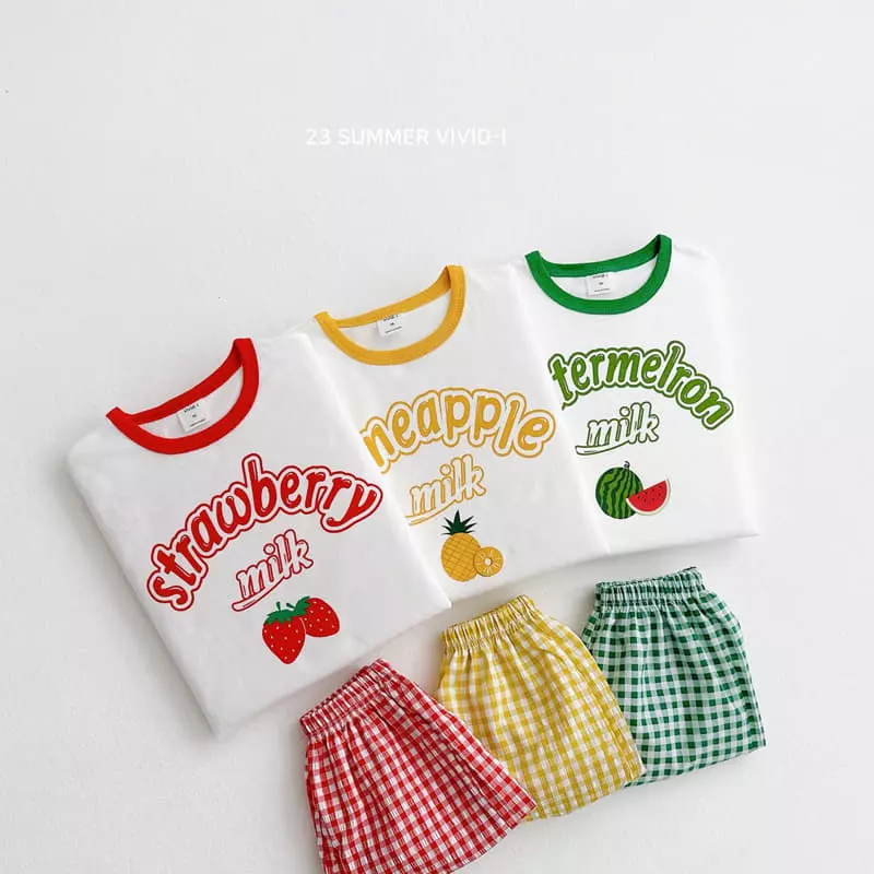 Vivid I - Korean Children Fashion - #discoveringself - Fruit Piping Top Bottom Set - 2