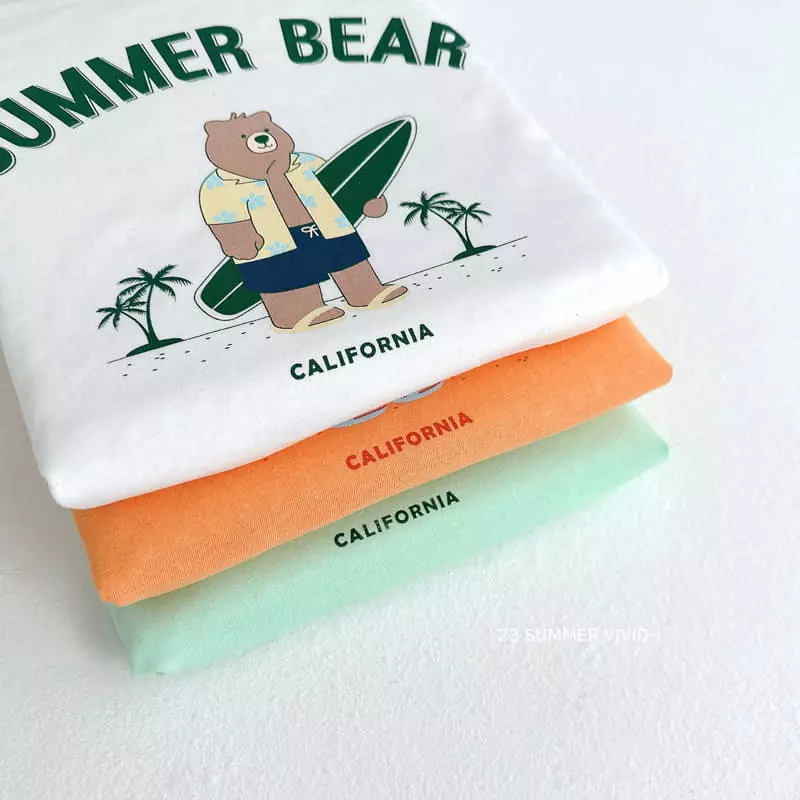 Vivid I - Korean Children Fashion - #fashionkids - Surfer Bear Tee - 12