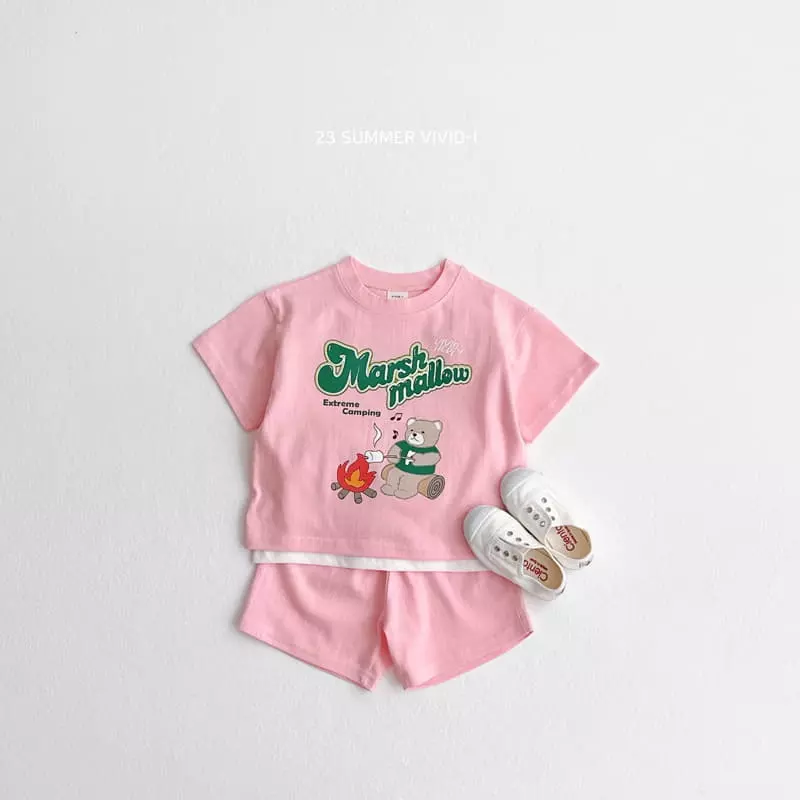 Vivid I - Korean Children Fashion - #fashionkids - Mashmello Top Bottom Set - 2
