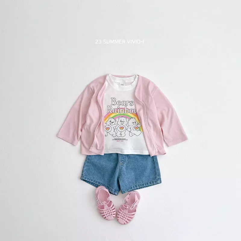 Vivid I - Korean Children Fashion - #kidsshorts - Rainbow Bear Tee - 7