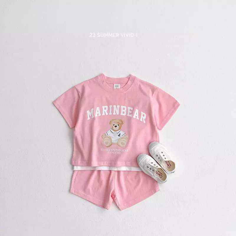 Vivid I - Korean Children Fashion - #kidsstore - Marine Bear Top Bottom Set - 2