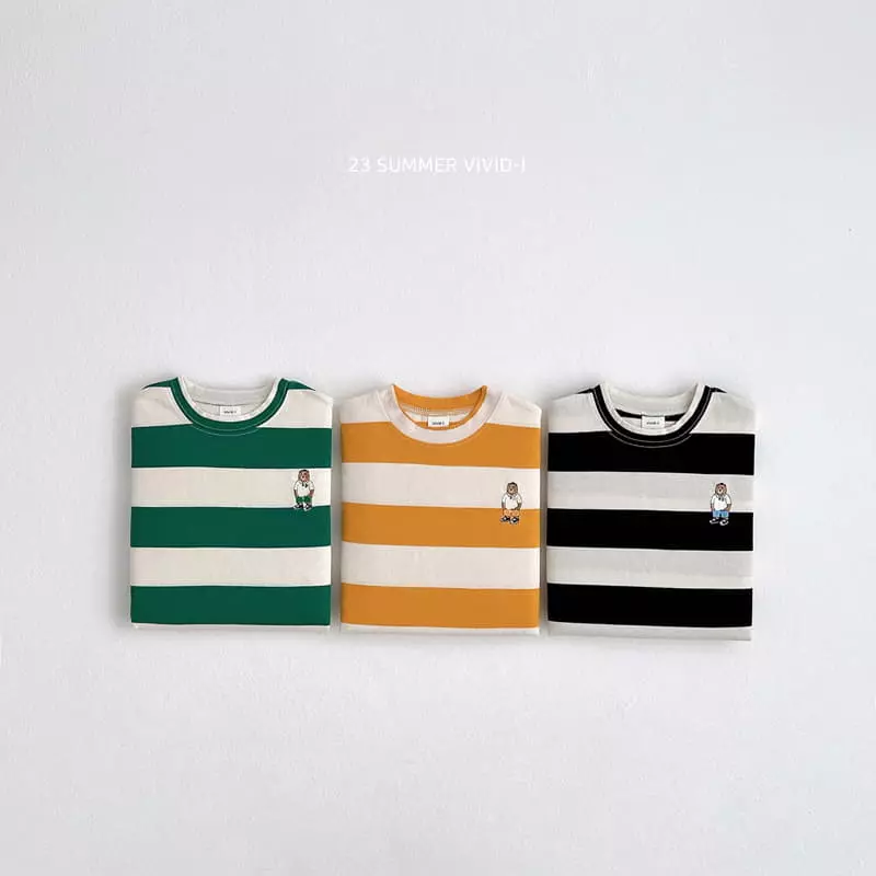 Vivid I - Korean Children Fashion - #kidzfashiontrend - Big Stripes Tee - 10