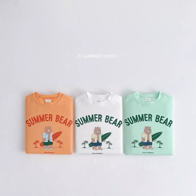 Vivid I - Korean Children Fashion - #kidzfashiontrend - Surfer Bear Tee