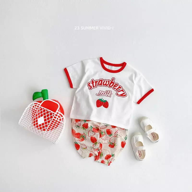 Vivid I - Korean Children Fashion - #kidzfashiontrend - Fruit Piping Top Bottom Set - 6