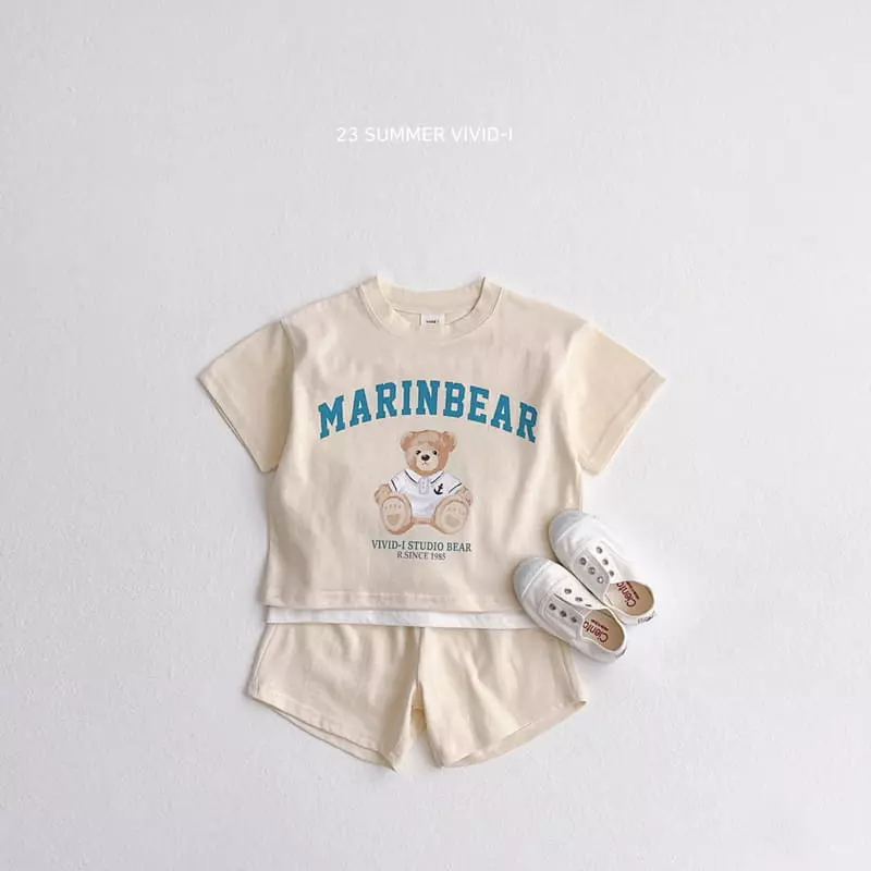 Vivid I - Korean Children Fashion - #kidzfashiontrend - Marine Bear Top Bottom Set - 3