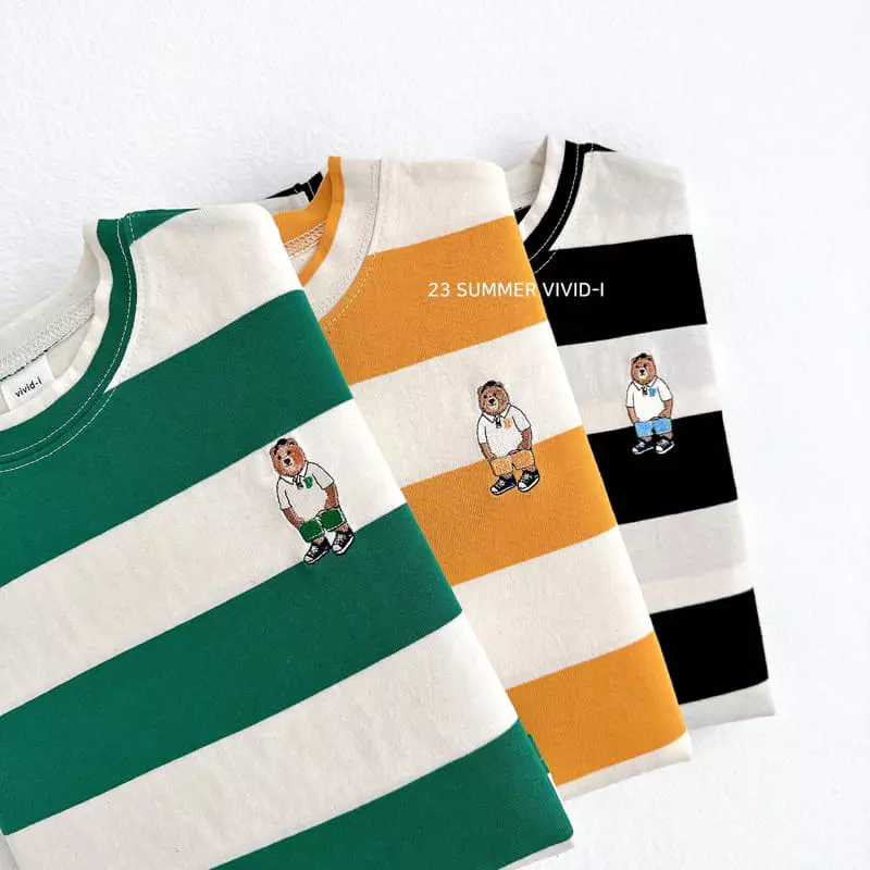 Vivid I - Korean Children Fashion - #littlefashionista - Big Stripes Tee - 12