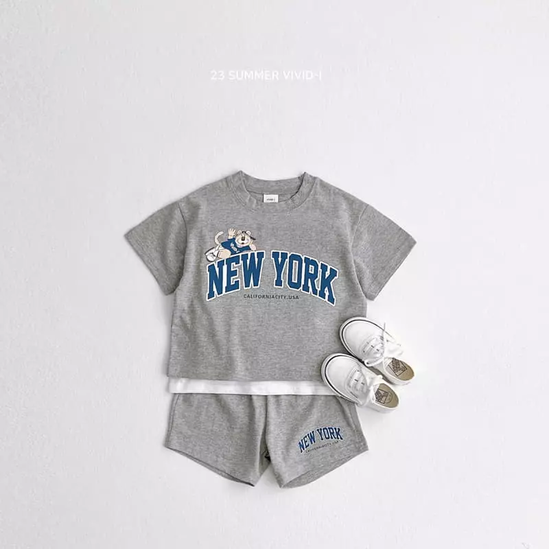 Vivid I - Korean Children Fashion - #littlefashionista - Basket Tigher Top Bottom Set - 4