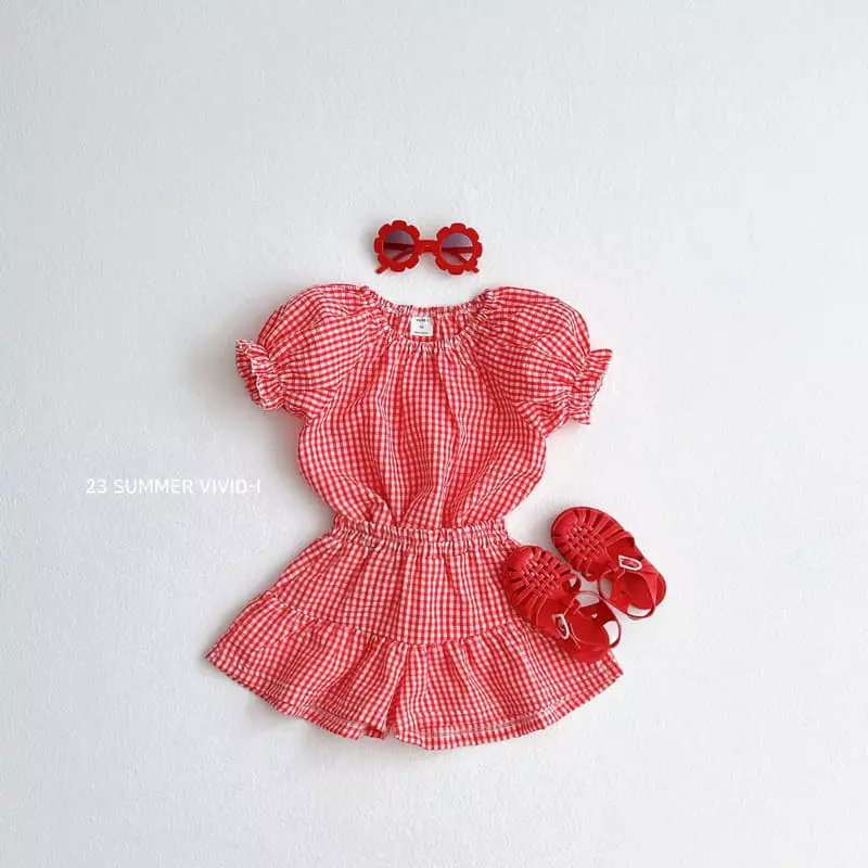 Vivid I - Korean Children Fashion - #minifashionista - Jijim Check Top Bottom Set - 9
