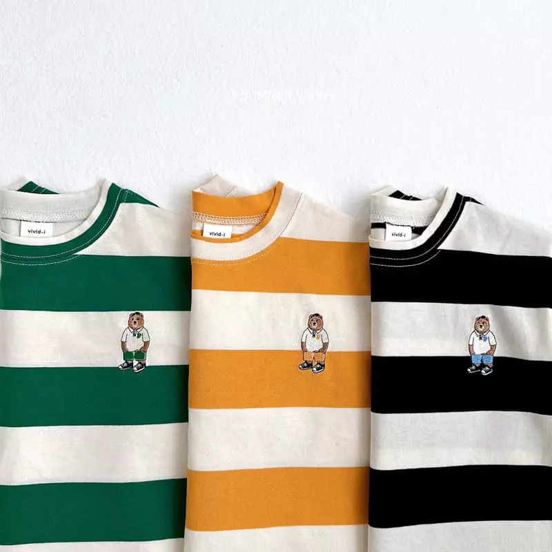 Vivid I - Korean Children Fashion - #stylishchildhood - Big Stripes Tee - 2