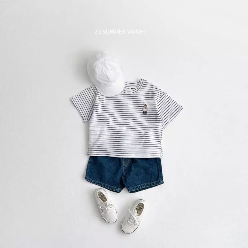 Vivid I - Korean Children Fashion - #toddlerclothing - Stripes Bear Tee - 2