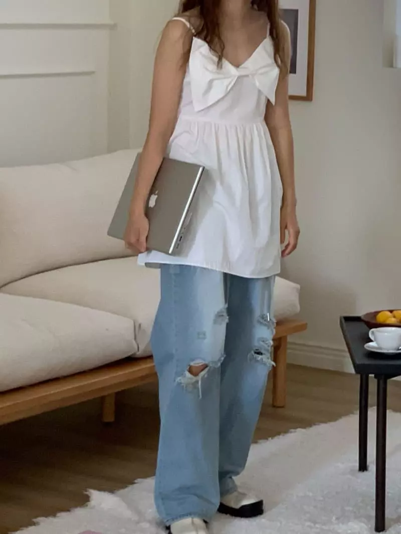 Vivie L - Korean Women Fashion - #womensfashion - Ribbon Blouse