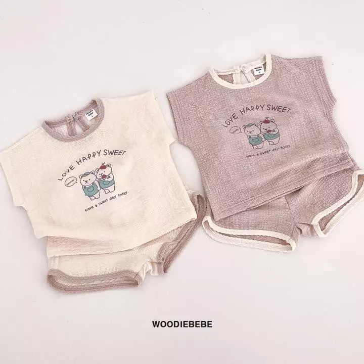 Woodie - Korean Children Fashion - #Kfashion4kids - Twin Bear Top Bottom Set - 2