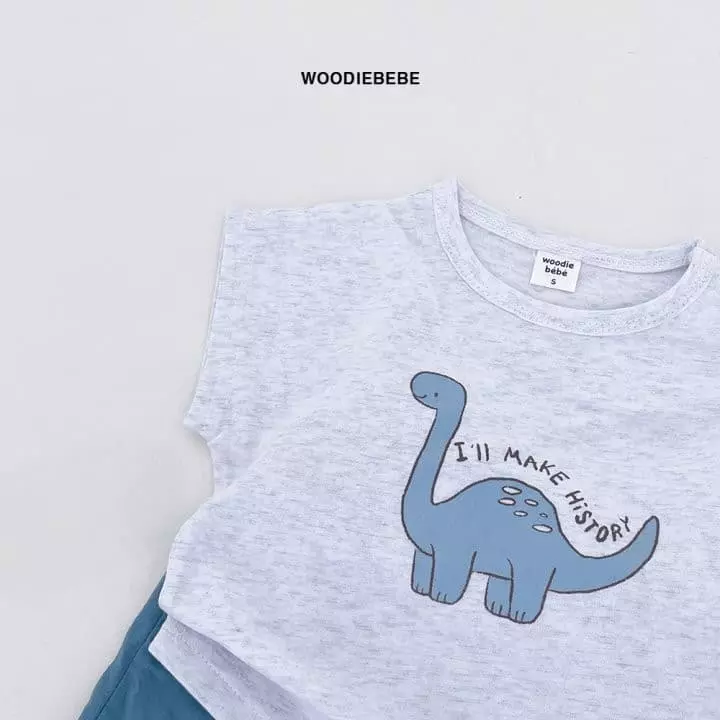 Woodie - Korean Children Fashion - #childofig - Dino Top Bottom Set - 3