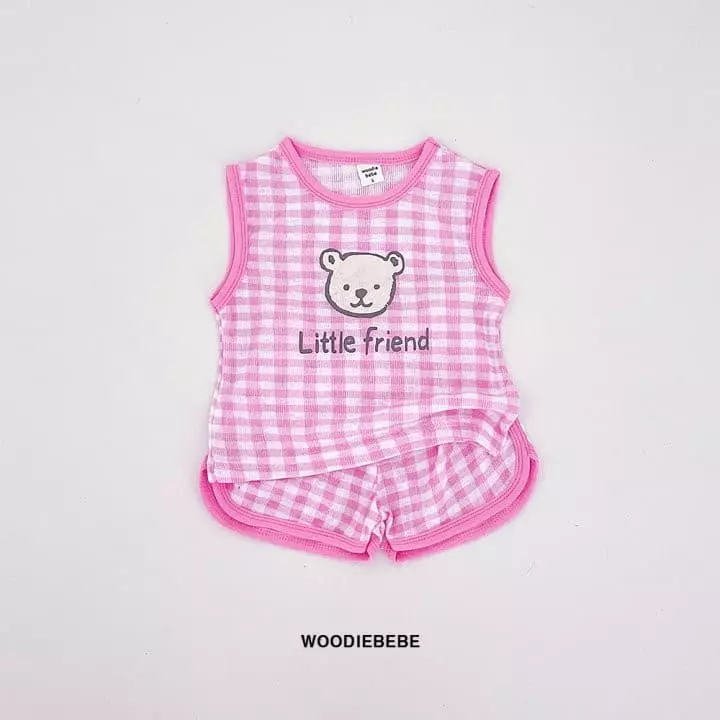 Woodie - Korean Children Fashion - #kidsshorts - Little Bear Top Bottom Set - 7