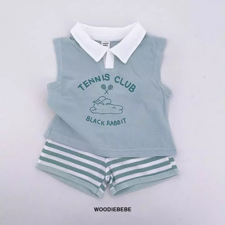 Woodie - Korean Children Fashion - #kidsstore - Bunny Collar Top Bottom Set