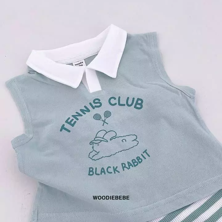 Woodie - Korean Children Fashion - #kidzfashiontrend - Bunny Collar Top Bottom Set - 2