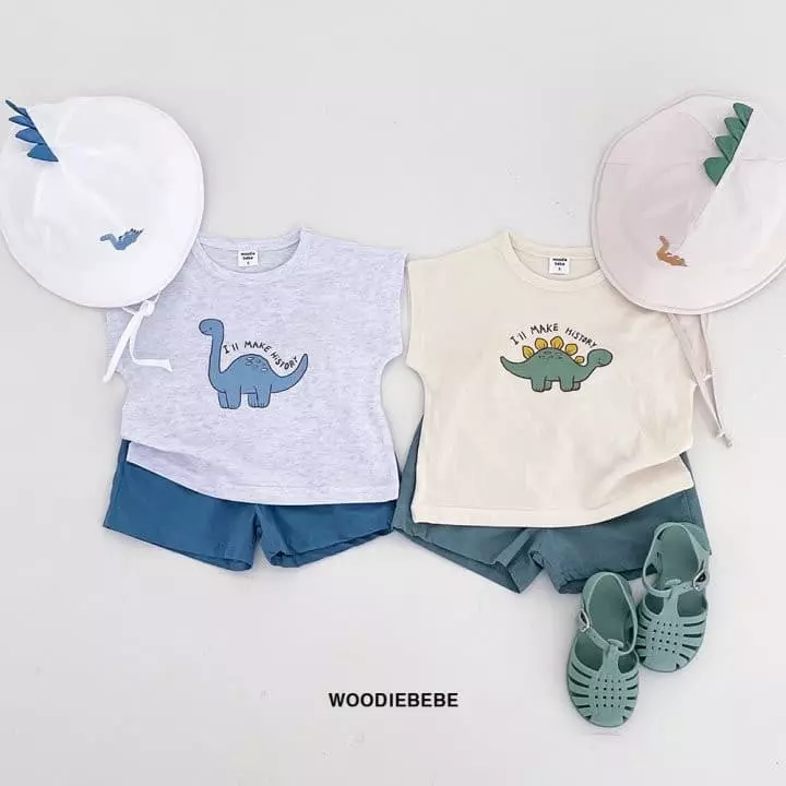 Woodie - Korean Children Fashion - #minifashionista - Dino Top Bottom Set
