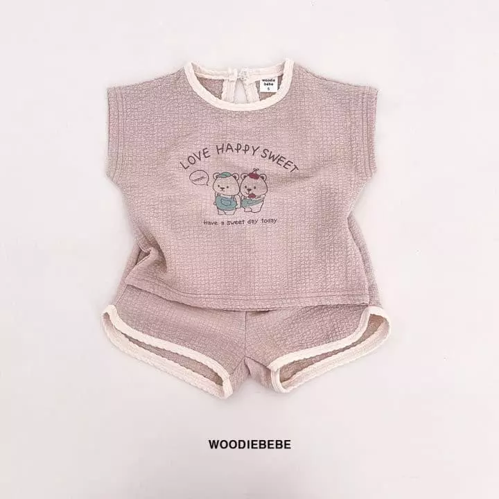 Woodie - Korean Children Fashion - #prettylittlegirls - Twin Bear Top Bottom Set - 6