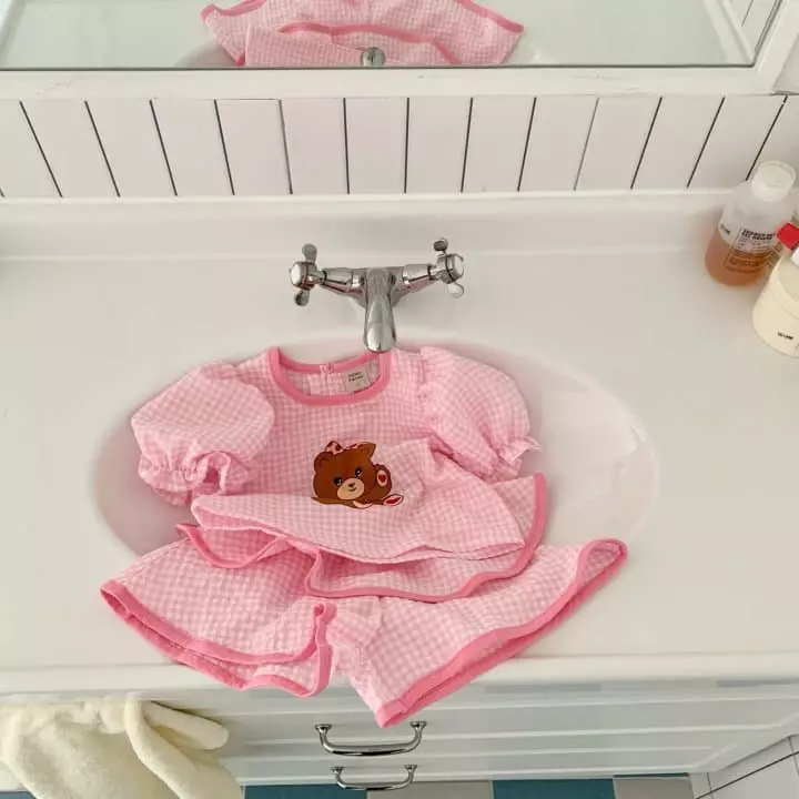 Yellow Factory - Korean Children Fashion - #childofig - Heart Bear Top Bottom Set