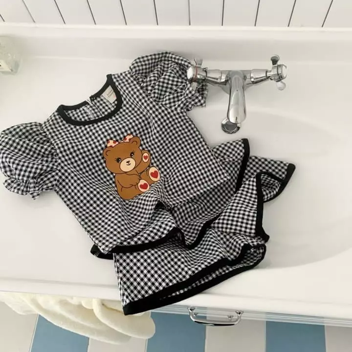 Yellow Factory - Korean Children Fashion - #childrensboutique - Heart Bear Top Bottom Set - 2