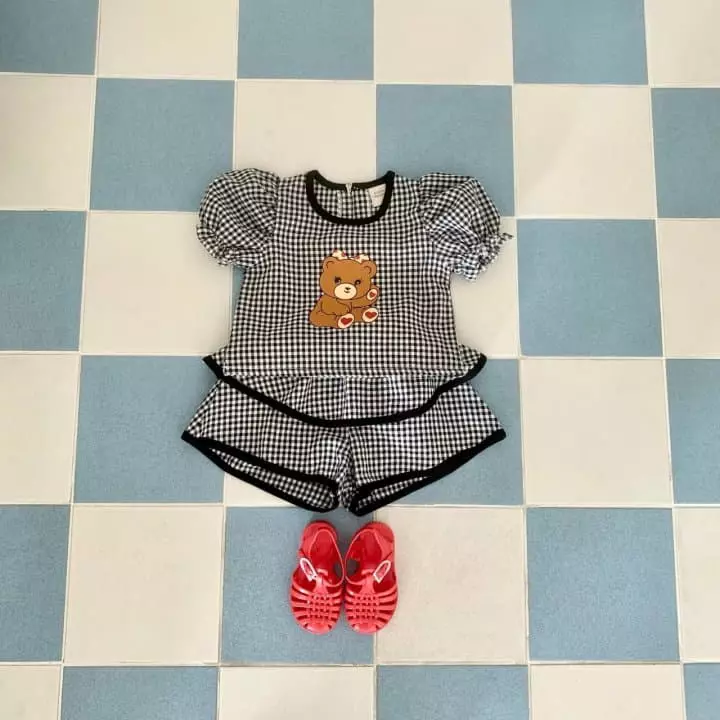 Yellow Factory - Korean Children Fashion - #fashionkids - Heart Bear Top Bottom Set - 5