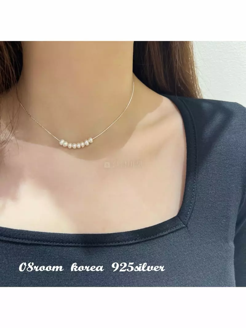 08 Room - Korean Women Fashion - #momslook - Silver Necklace 1501