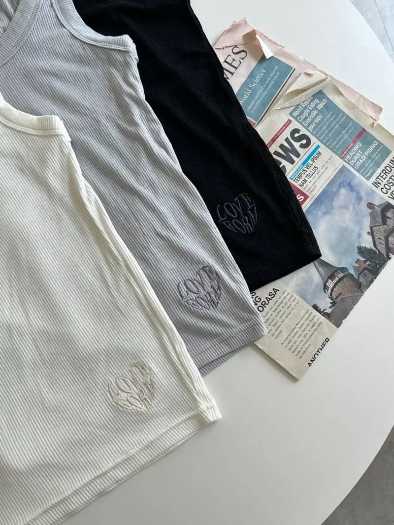 08 Room - Korean Women Fashion - #shopsmall - Love Embrodiery Sleeveless