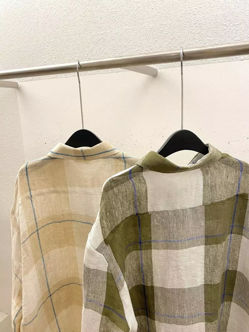 3 Rooms - Korean Women Fashion - #vintageinspired - Linen Check Shirt - 5