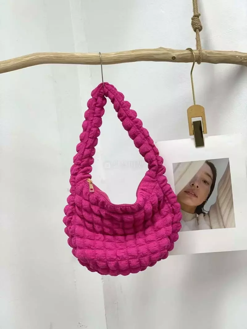 A In - Korean Women Fashion - #momslook - Embo Padding Round Shoulder Bag - 11