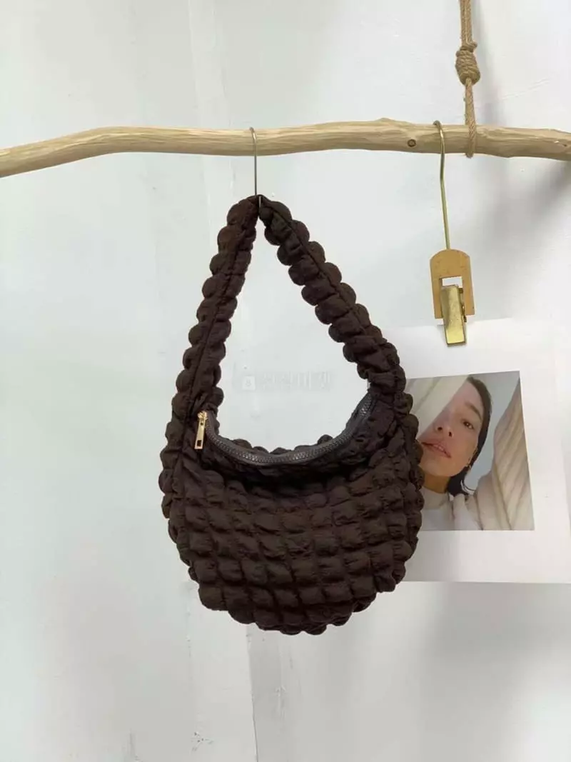 A In - Korean Women Fashion - #momslook - Embo Padding Round Shoulder Bag - 5