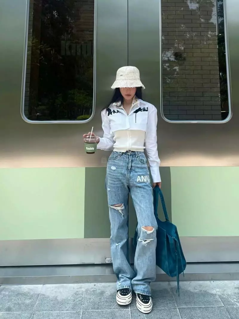A In - Korean Women Fashion - #womensfashion - Denim Big Moter Bag - 4