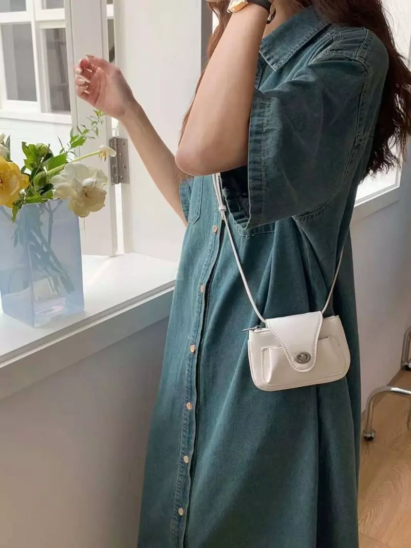 A In - Korean Women Fashion - #thatsdarling - Mini Button Cross Bag - 5