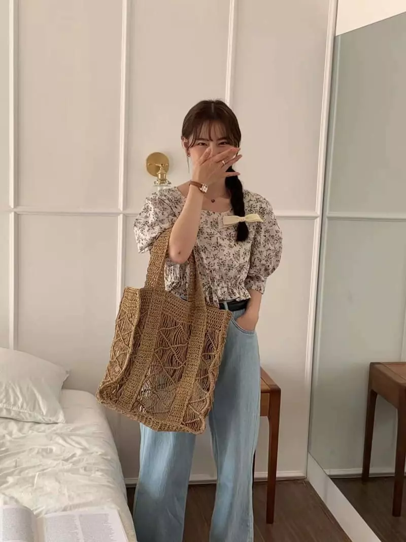 A In - Korean Women Fashion - #vintagekidsstyle - Straw Shoulder Bag - 3