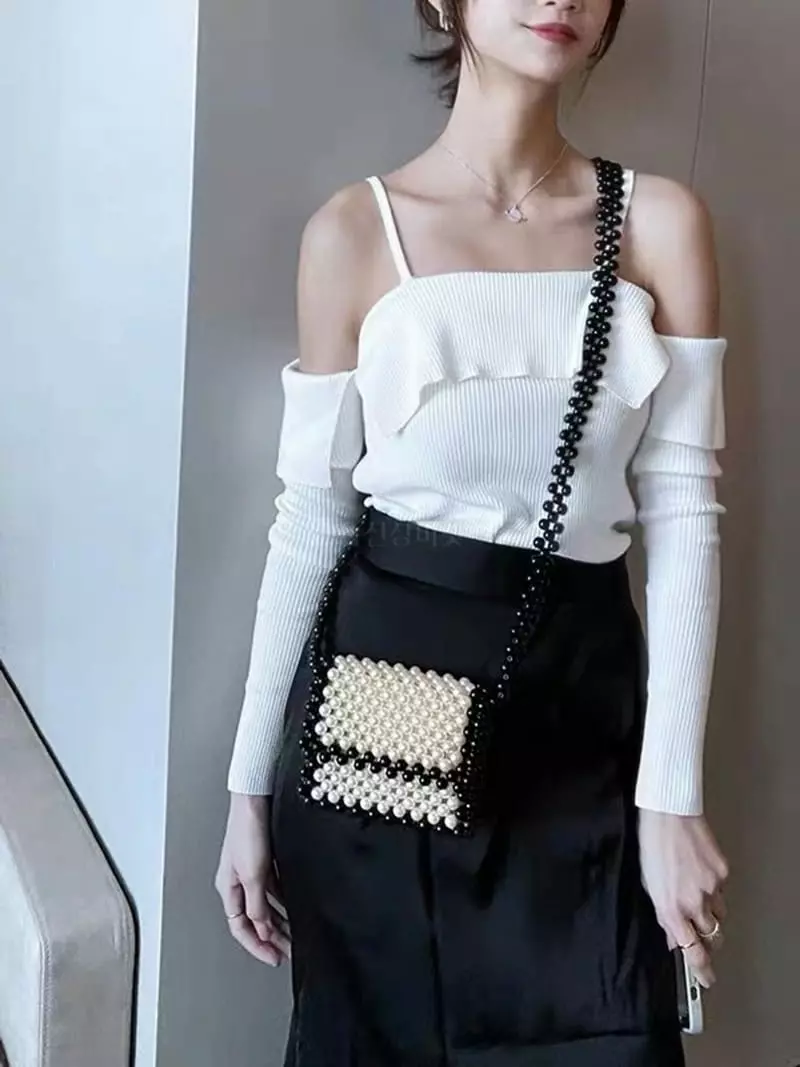 A In - Korean Women Fashion - #womensfashion - Black Pearl Bag - 3
