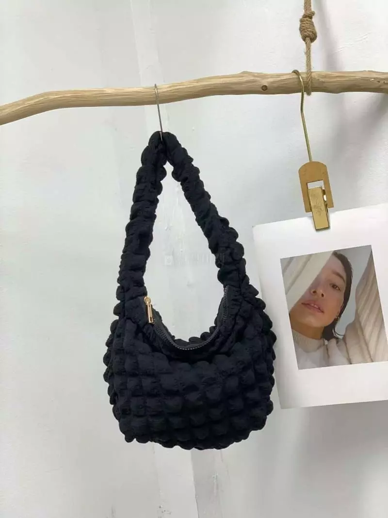 A In - Korean Women Fashion - #momslook - Embo Padding Round Shoulder Bag - 4