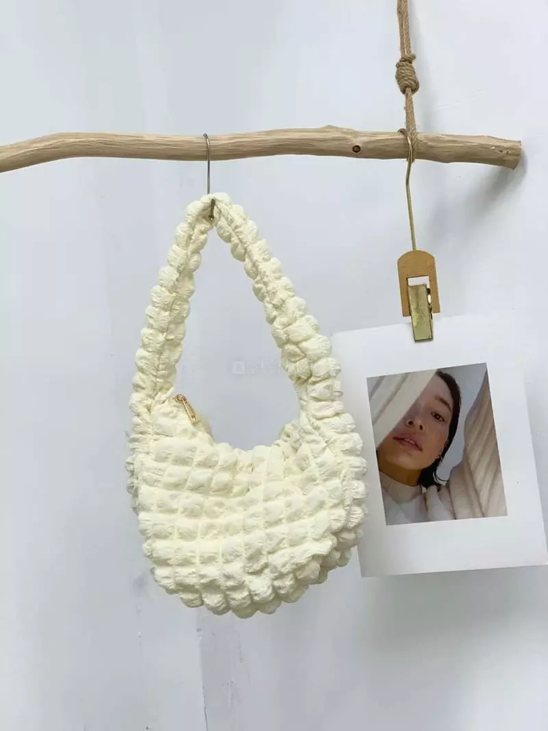 A In - Korean Women Fashion - #womensfashion - Embo Padding Round Shoulder Bag - 8