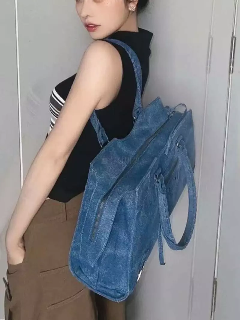 A In - Korean Women Fashion - #womensfashion - Denim Big Moter Bag - 3
