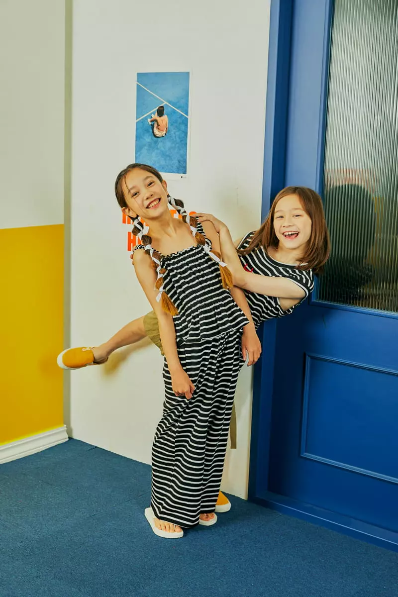 A-Market - Korean Children Fashion - #childrensboutique - Strieps Frill Top Bottom Set - 9