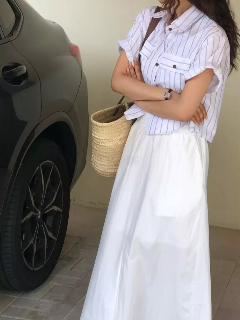 A Want - Korean Women Fashion - #momslook - Stripes Crop Shirt - 7