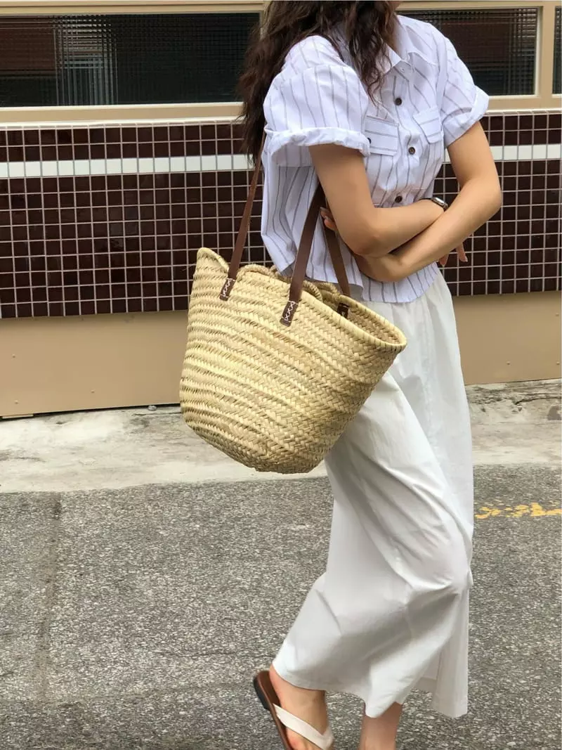 A Want - Korean Women Fashion - #momslook - Stripes Crop Shirt - 4